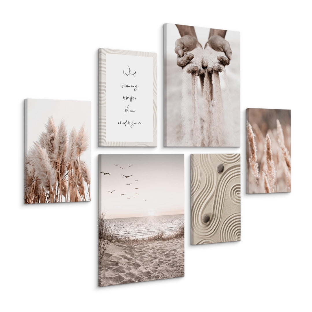 Muralo - Wandbilder Set - Leinwand Bilder Set Aufhängefertig in Boho Stil - das Leinwandbilder Set -