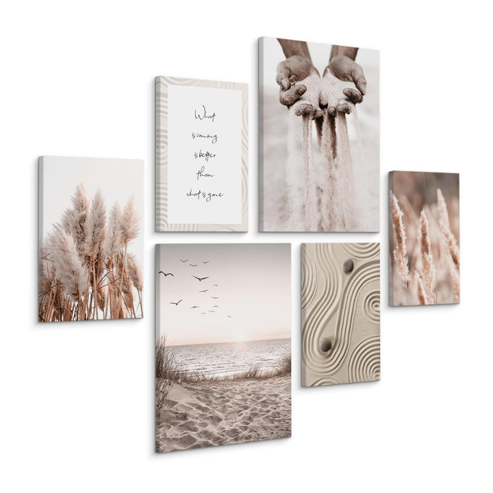 Muralo - Wandbilder Set - Leinwand Bilder Set Aufhängefertig in Boho Stil - das Leinwandbilder Set -