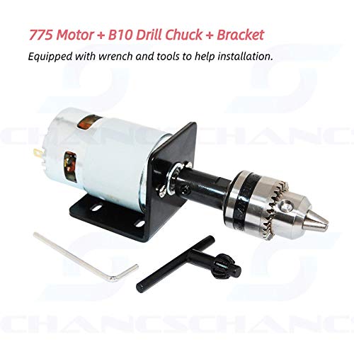 CHANCS Mini-Elektromotor 775 DC Motor 12V/24V mit B10 Bohrfutter und Sitzhalterung Mini-Tischsäge zu