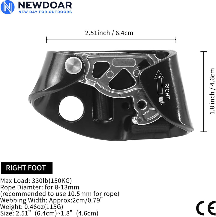 NewDoar Foot Ascender Riser Klettern Baum Baumpfleger Bergsteigen Abseilen Quick Step Ausrüstung Kle