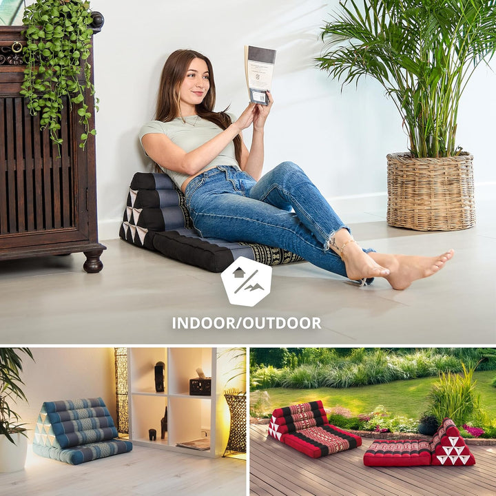 livasia Thaikissen mit 1 Auflage, Dreieckskissen mit Sitzkissen, Keilkissen mit Kapok, Rückenkissen