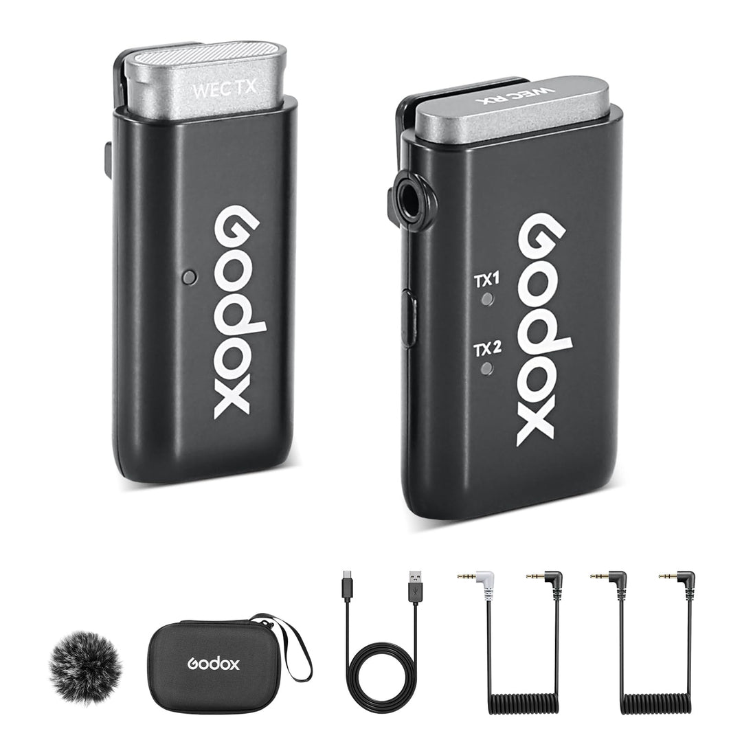 Godox WEC Kit1 Kabellose Lavalier Mikrofon mit Sender und Empfänger, Rauschunterdrückung, 200m Reich