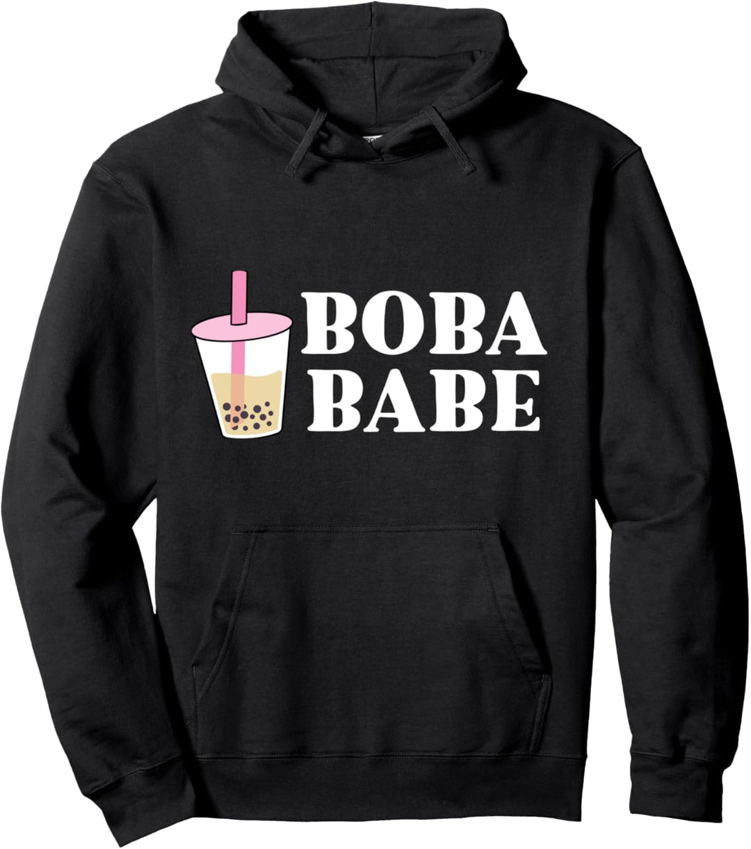 Boba Tea Shirt Women Bubble Tea Shirts Boba Babe Kawaii Pullover Hoodie