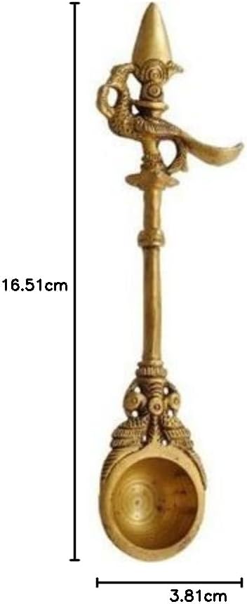 Purpledip Parrot Aarti Hawan Brass Spoon, Indian Gift Item (10218)