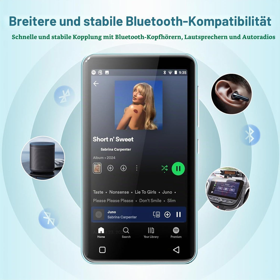 innioasis 16 GB MP3-Player mit Bluetooth und WLAN, MP3-Player, Apple Music, 4 Zoll Touchscreen, Andr