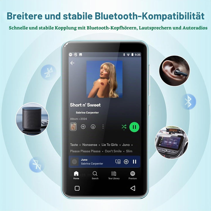 innioasis 16 GB MP3-Player mit Bluetooth und WLAN, MP3-Player, Apple Music, 4 Zoll Touchscreen, Andr