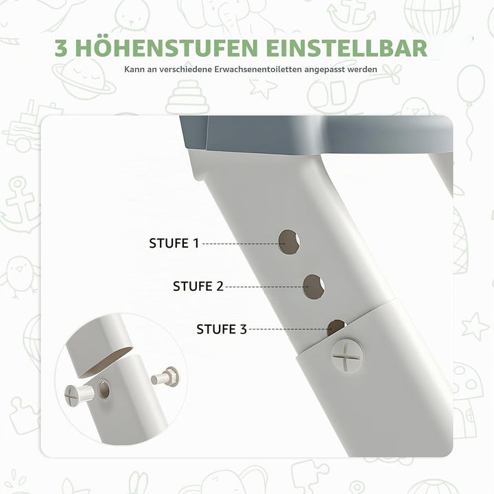 Toilettensitz Kinder mit Treppe, 2-in-1 Toilettentrainer für Kinder, WC Sitz mit PU Gepolsterter, Hö