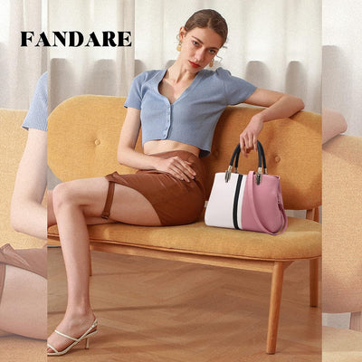 FANDARE Elegante Damen Umhängetaschen Schultertasche Frauen Handtasche PU Leder Wasserdicht für Büro