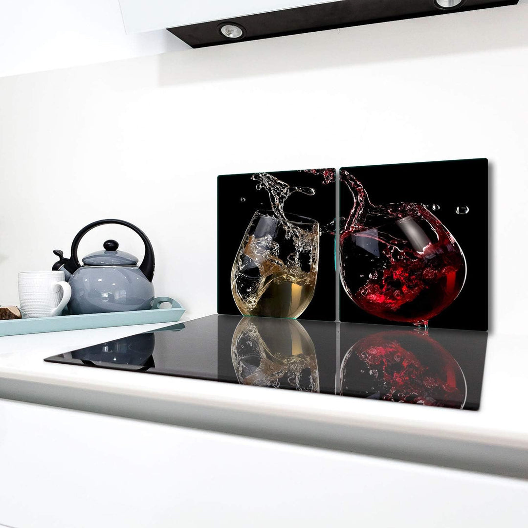 TMK ArtDeko Herdabdeckplatte 2 Teilig 40x52 cm - Spritzschutz Herdabdeckung – Herdschutz aus Sicherh