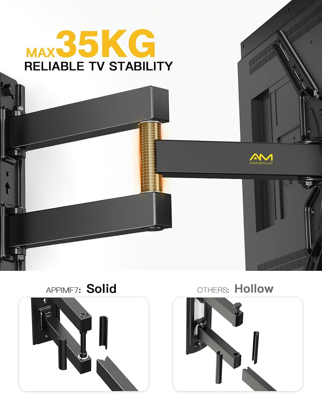 Alphamount TV Wandhalterung, Schwenkbare Neigbare TV Halterung für 26-60 Zoll LED LCD Flach &amp; Curved