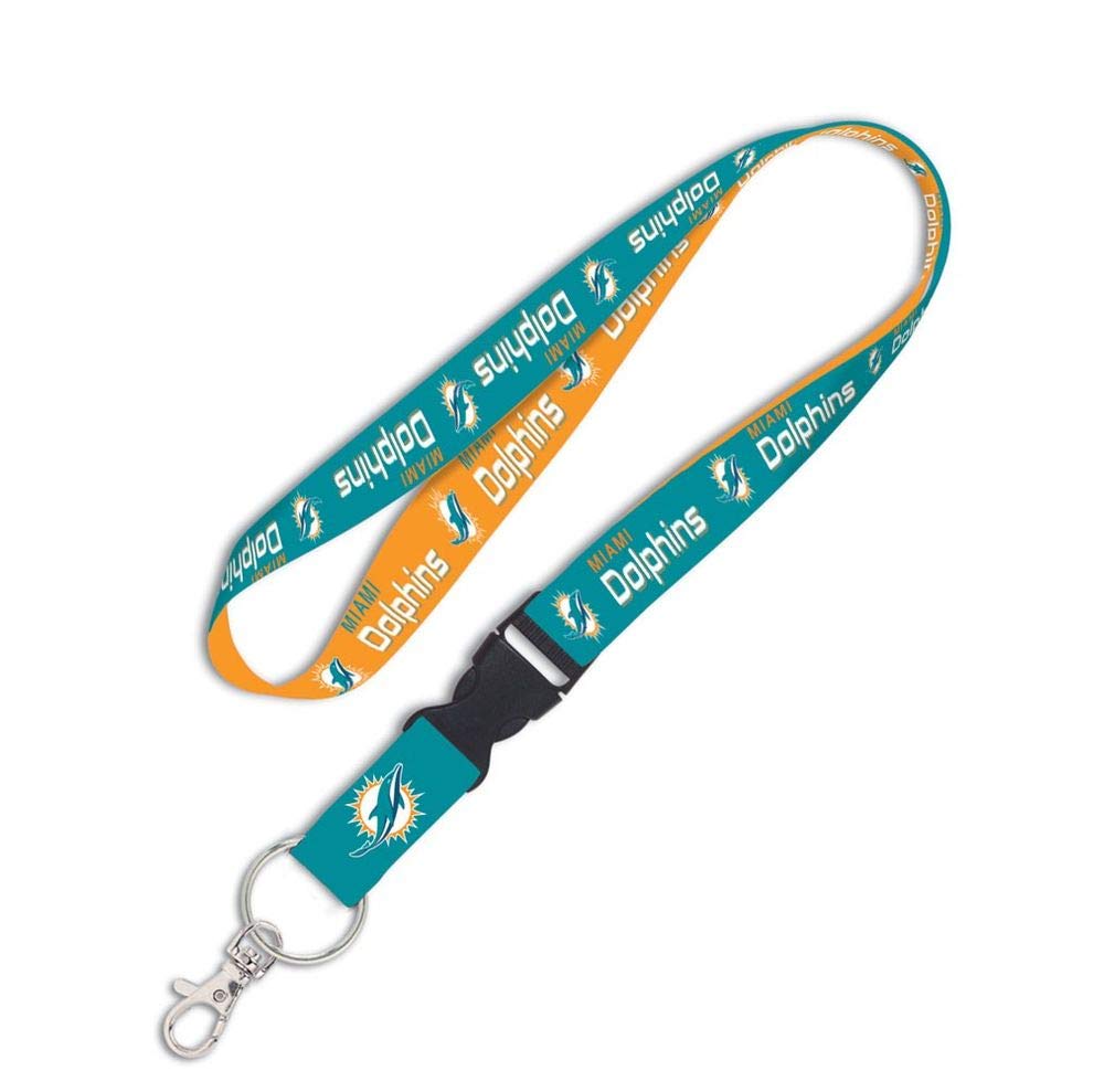 Wincraft NFL Miami Dolphins Schlüsselband mit abnehmbarer Schnalle, 1,9 cm Blau und Orange, Blau und