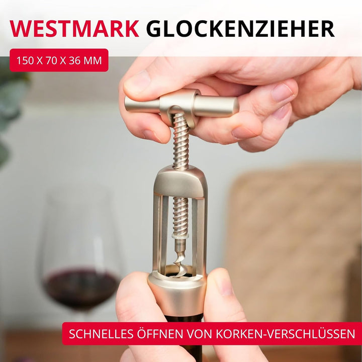 Westmark Glockenkorkenzieher mit Korkabstreifer, Monopol Edition, Stahl/Zink-Druckguss, Barolo, Edel