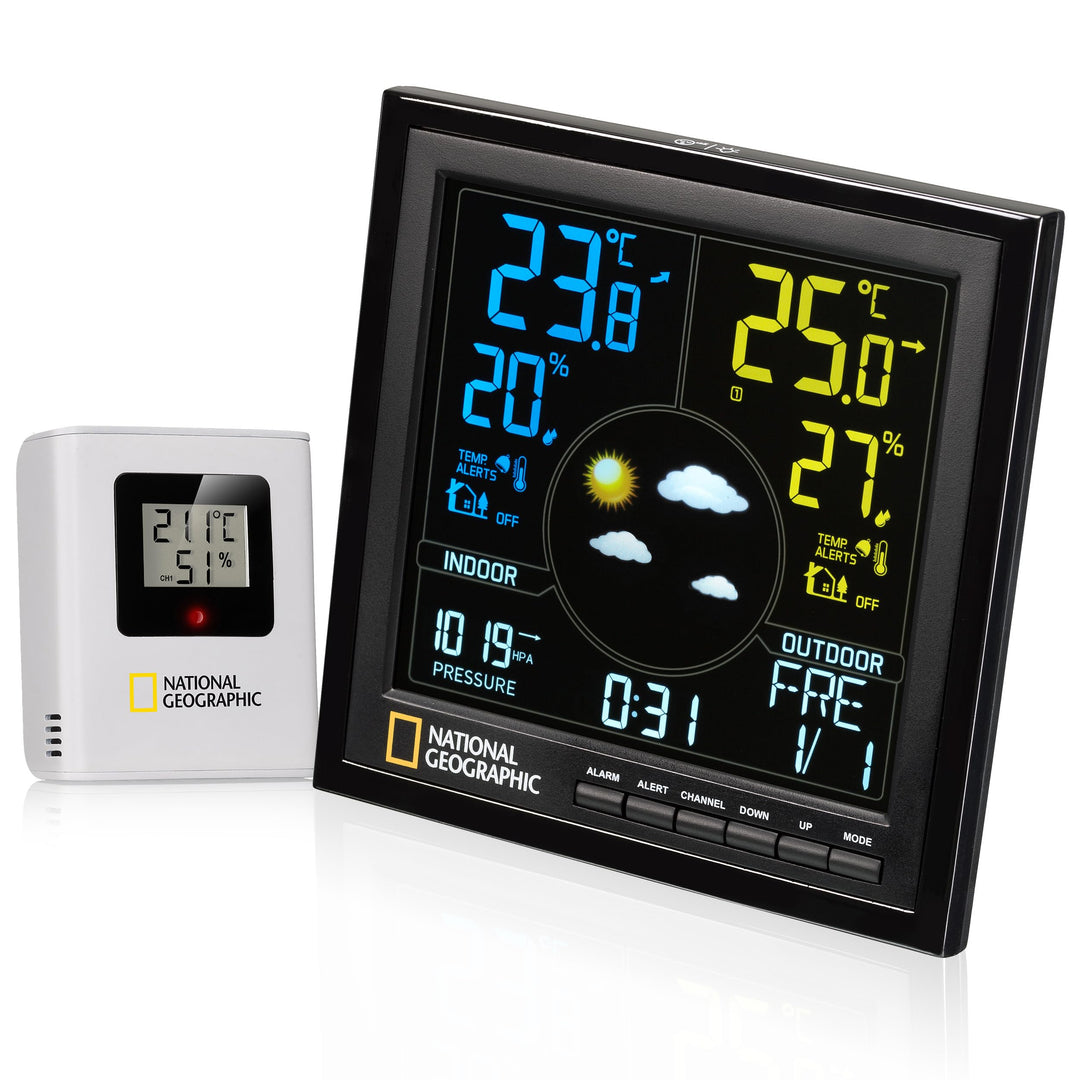 National Geographic Wetterstation Funk mit Aussensensor VA Farb Wetterstation