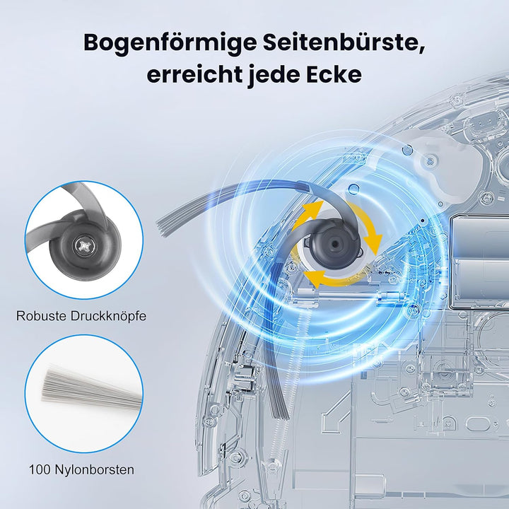22 Stück Zubehör für Roborock Qrevo Curv/Qrevo Curv S5X / Qrevo Edge/Qrevo S5V Saugroboter, 2 Hauptb