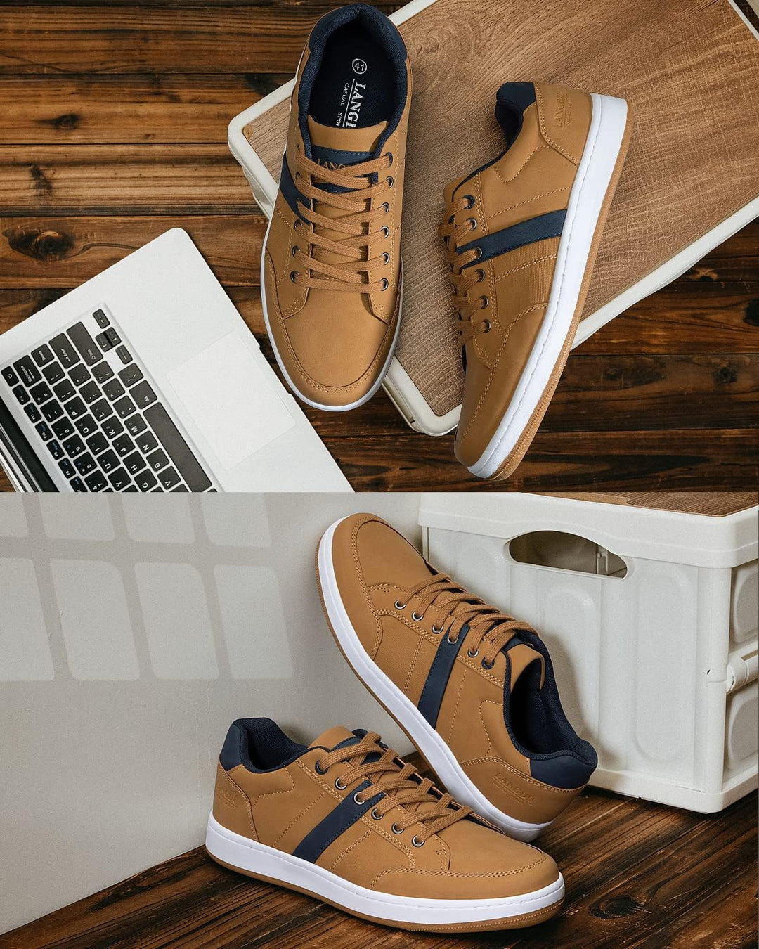 LANGDU Freizeitschuhe Herren Sneaker Walkingschuhe Leichtgewicht Atmungsaktive Sportschuhe Sneakers