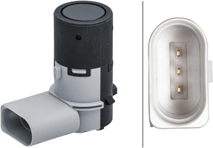 HELLA 6PX 358 141-411 Sensor, Einparkhilfe - gewinkelt - 3-polig - gesteckt - lackierbar