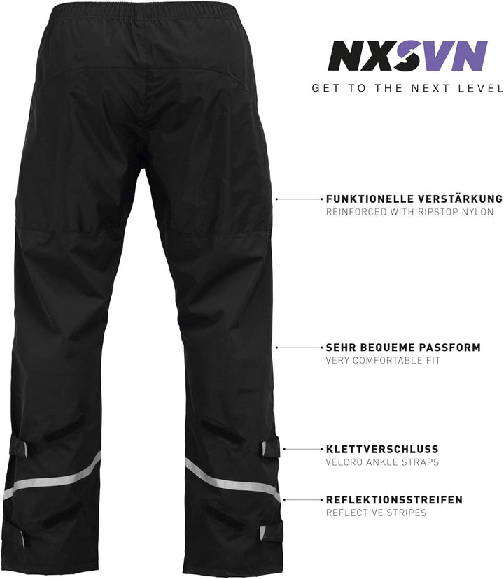 Rubberneck NXSVN Fahrrad Regenhose Atmungsaktiv, Reflektierend mit 3M Reflektoren XL Schwarz, XL Sch