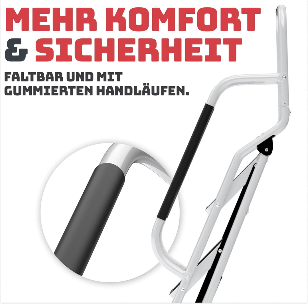 Sicherheitsleiter 3 Stufen Klappbar I TÜV Rheinland Zertifiziert I Belastbar bis 150kg I Anti-Rutsch