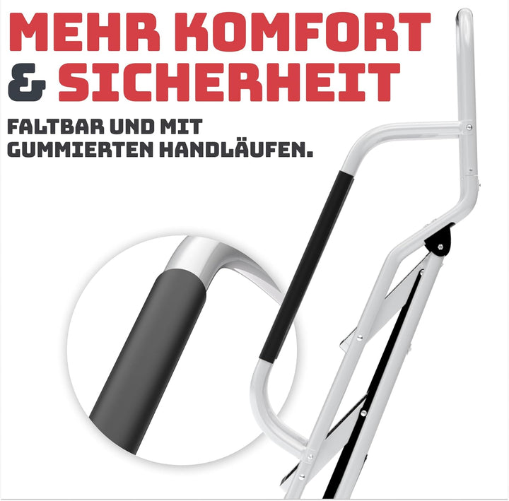 Sicherheitsleiter 3 Stufen Klappbar I TÜV Rheinland Zertifiziert I Belastbar bis 150kg I Anti-Rutsch
