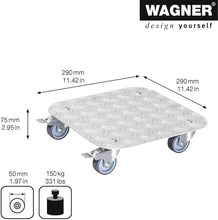 Wagner Pflanzenroller Alaska 29 x 29 x 7,5 cm I Blumenroller für Aussenbereich + Innenbereich I Kübe