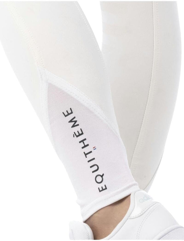 Equi-Theme Damen Reithose Silikon Kniebesatz SAFIR in 4 edlen Farben, Blanc/Bleu-34 Weiß / Blau