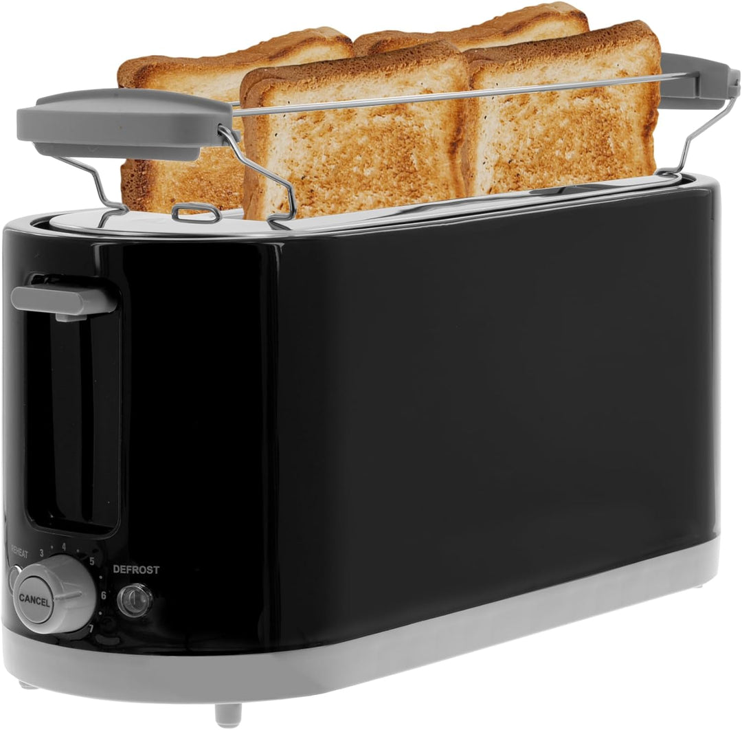 Posten Anker Toaster schwarz | 4 Scheiben | 1400 Watt | breite Schlitze | 7 Bräunungsstufen | Doppel
