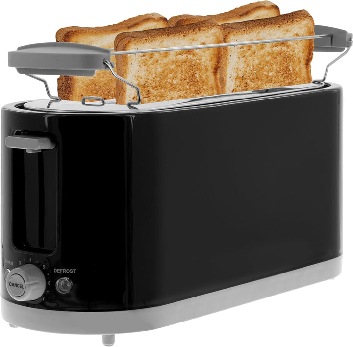 Posten Anker Toaster schwarz | 4 Scheiben | 1400 Watt | breite Schlitze | 7 Bräunungsstufen | Doppel