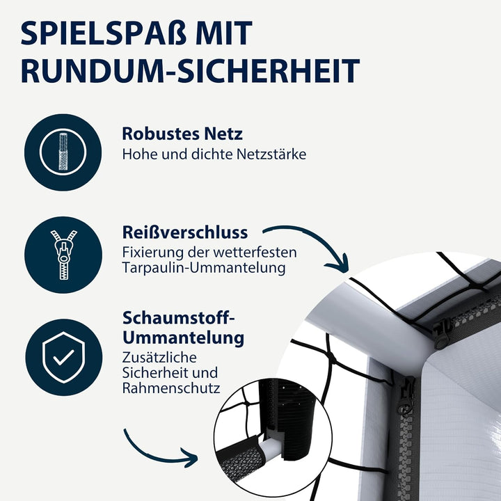 HUDORA Fussballtor Pro Tect Advanced – Outdoor Fussballtor mit Netz und wetterfester Ummantelung für