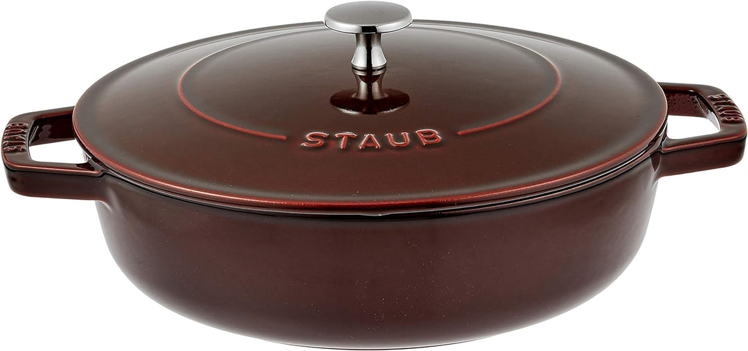 STAUB Gusseisen Bräter, Chistera Tropfenstruktur im Deckel, Rund 24 cm, 2,5 L, Grenadine Rot Grenadi
