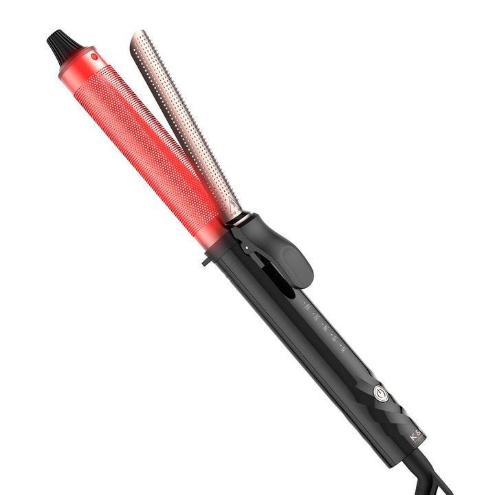 K&K Professionelle Infrarot-Lockenstab (32mm), Maximale Temperatur bis 230° C, Dual-Spannung, Rosego