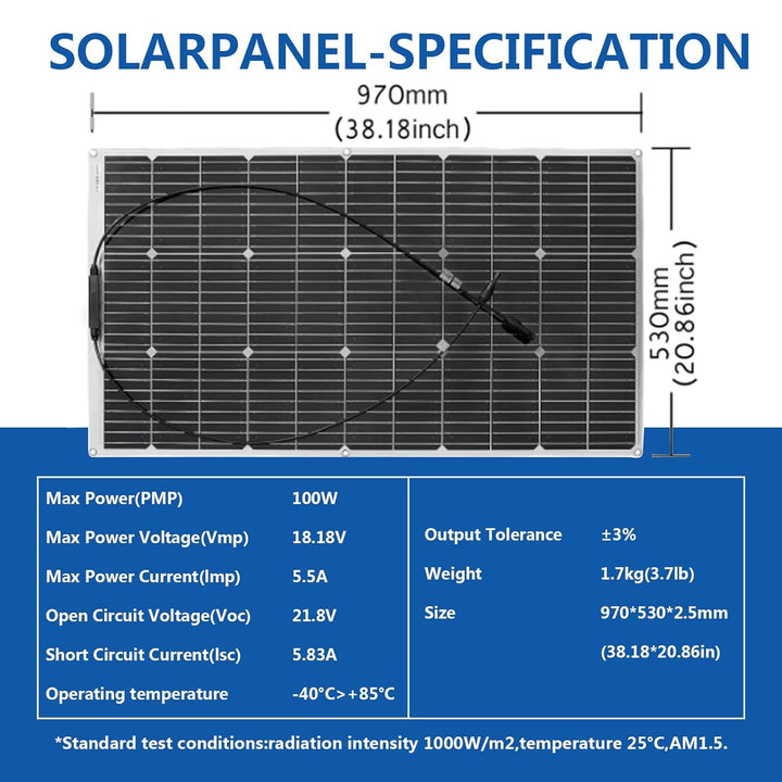 100Watt Flexible Solar Panel Tragbare 18V Monokristallines Solarmodul hocheffiziente Solarpanels sin