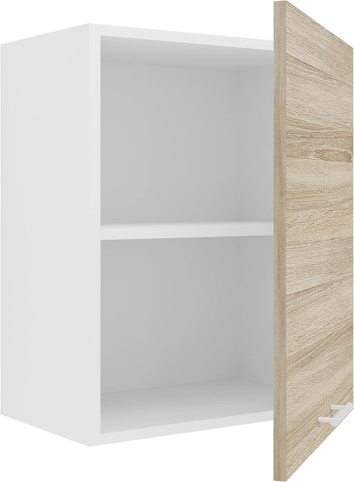 VCM Küchenschrank Breite 50 cm Holztür Hängeschrank Küche Küchenmöbel Esilo Weiss/Sonoma-Eiche Weiss