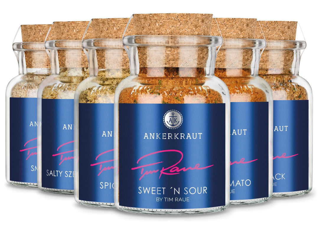 Ankerkraut x Tim Raue Gewürz-Set, vier Gewürze inklusive Rezeptheft des Sterne-Koch, Gewürz im Korke