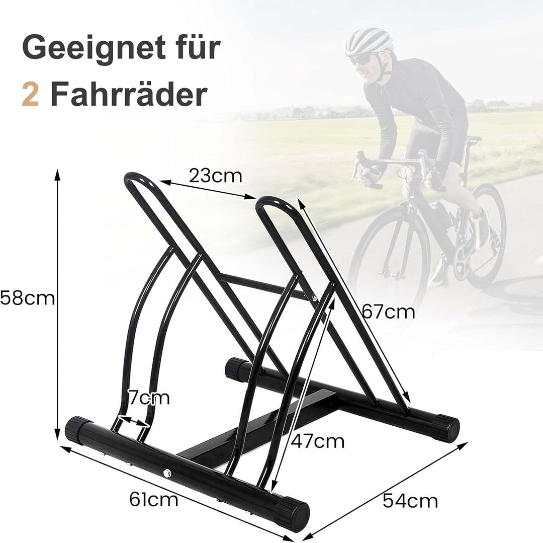 COSTWAY Fahrradständer Bodenparker für 2 Fahrräder Bügelparker, Fahrradparker, Mehrfachständer, Aufs