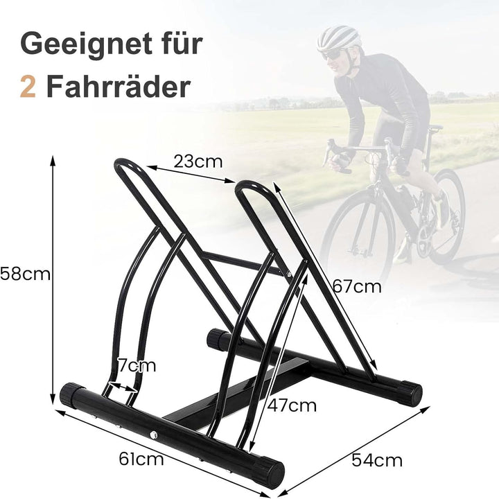 COSTWAY Fahrradständer Bodenparker für 2 Fahrräder Bügelparker, Fahrradparker, Mehrfachständer, Aufs