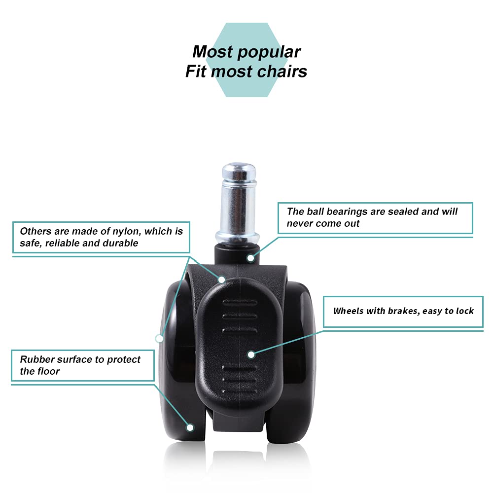 bürostuhl rollen mit bremse 11mm Hartbodenrollen für Bürostühle 5er Set Ersatzrollen Schreibtischstu
