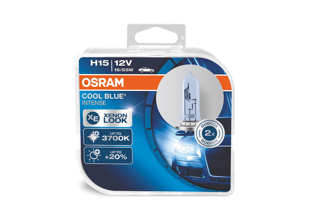 Osram 64176CBI COOL BLUE INTENSE H15 Halogen, Scheinwerferlampe, 12V, Faltschachtel, 1 Stück