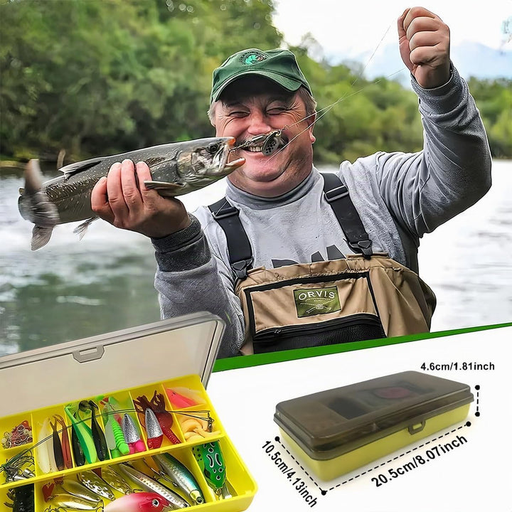Angelköder Set mit 131 Teilen - Professionelles Angelzubehör mit Köderbox, Inkl. Gummifische, Spinne