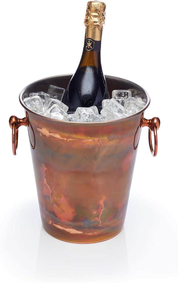 BarCraft Champagner-Eimer, Edelstahl-Weinkühler-Halter mit Kupfer-Finish, 4,9 Liter Fassungsvermögen