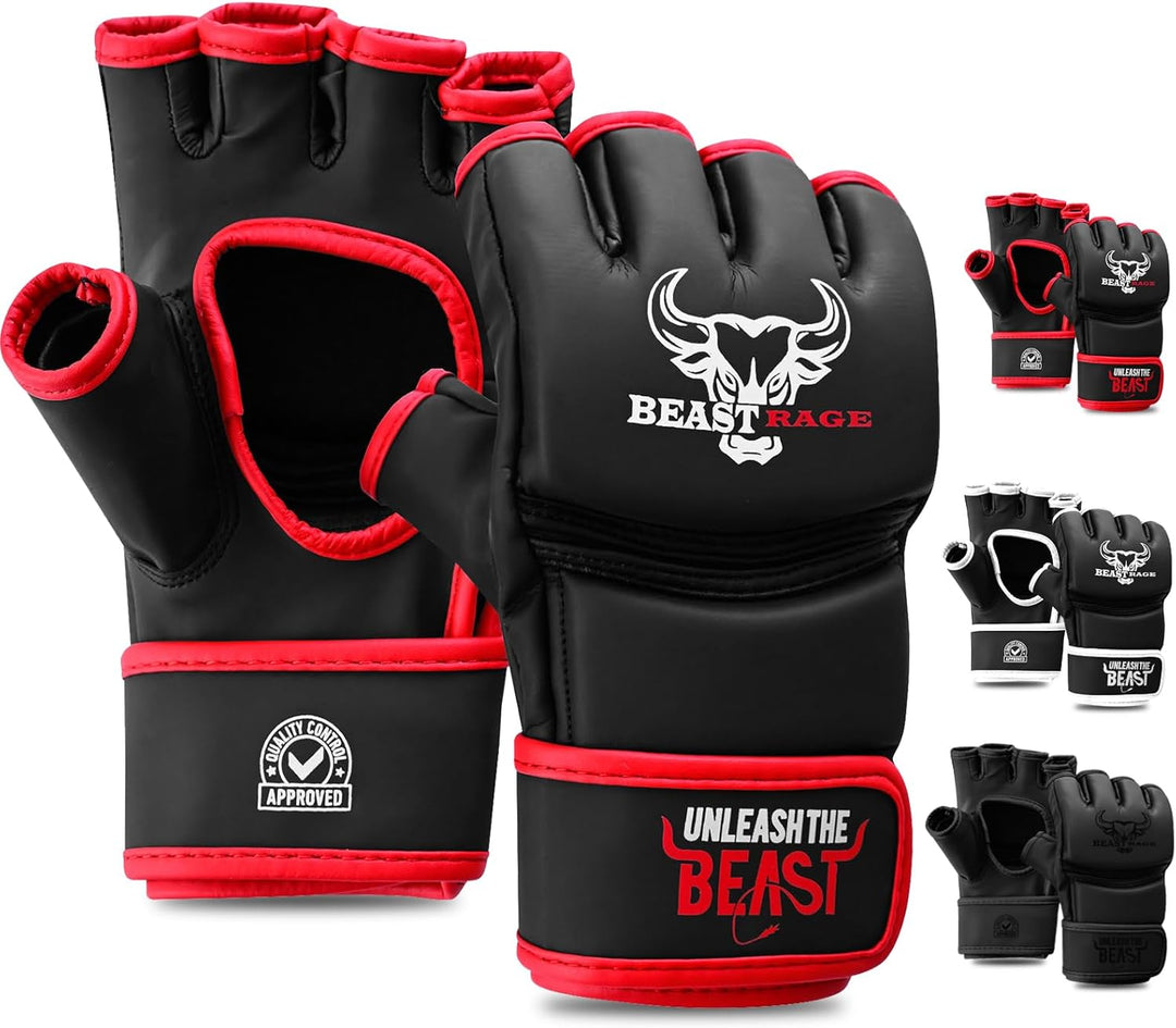 BEASTRAGE MMA Handschuhe für Männer und Frauen,Martial Arts Mitts Grappling Sparring,Ventilated Palm