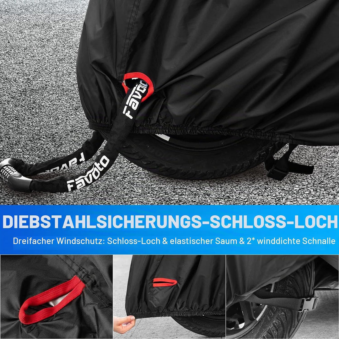 Favoto Motorradabdeckung Wasserdicht Motorrad Abdeckpane Outdoor 210D Oxford für Motorräder Elektror