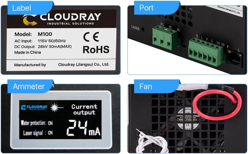 Cloudray CO2 Laser Power Supply CO2 Laser Netzteil CO2 laser 100w für CO2 Laserröhre CO2-Laserröhre