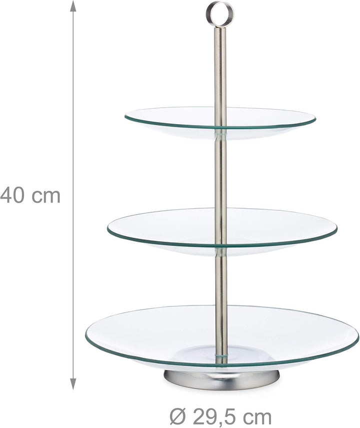 Relaxdays 2 x Etagere, 3 Etagen, rund, Cupcake, Keks, Obst, Muffin, Servierständer Hochzeit, Glas, E