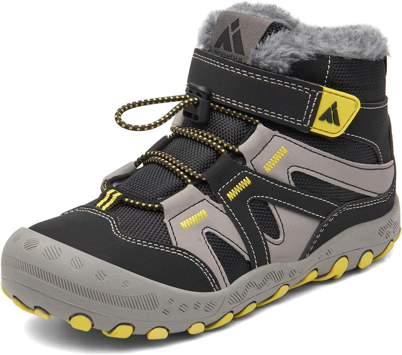 Mishansha Kinder Outdoor Winterschuhe Warm Gefüttert Winterstiefel, Gr.24-38 27 EU Ebenholz Schwarz,