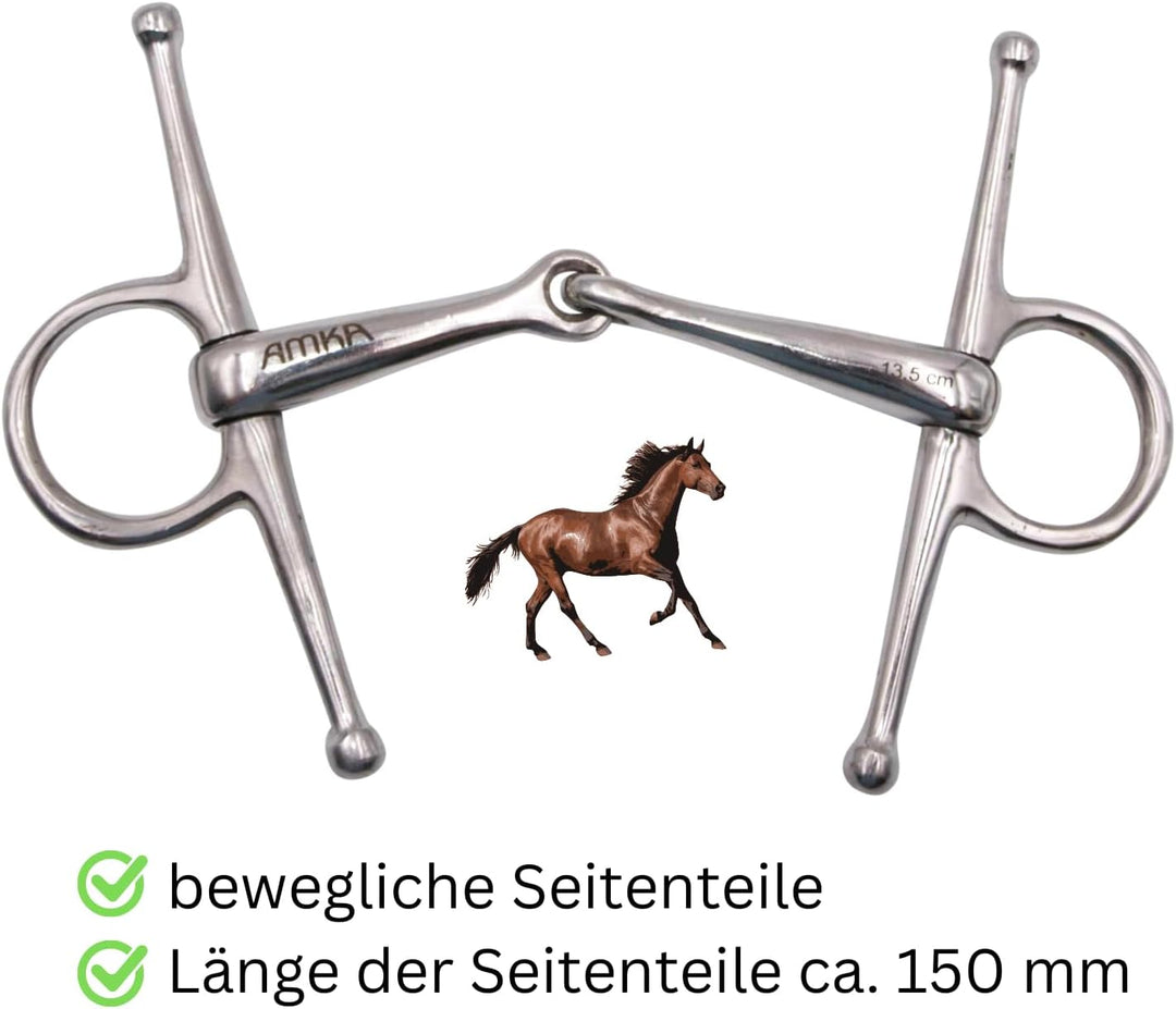 AMKA Knebeltrense Schenkeltrense massiv Edelstahl Stärke 18 mm Ringe 45 mm 13,5, 13,5