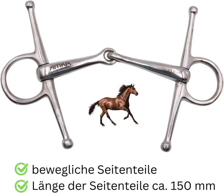 AMKA Knebeltrense Schenkeltrense massiv Edelstahl Stärke 18 mm Ringe 45 mm 13,5, 13,5