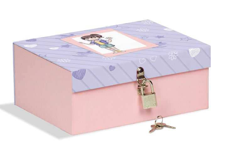 Mareli Box mit Schloss 18,5 x 14 x 7,5 cm, ideal zum Aufbewahren von Geheimnissen, Schmuck und Figur