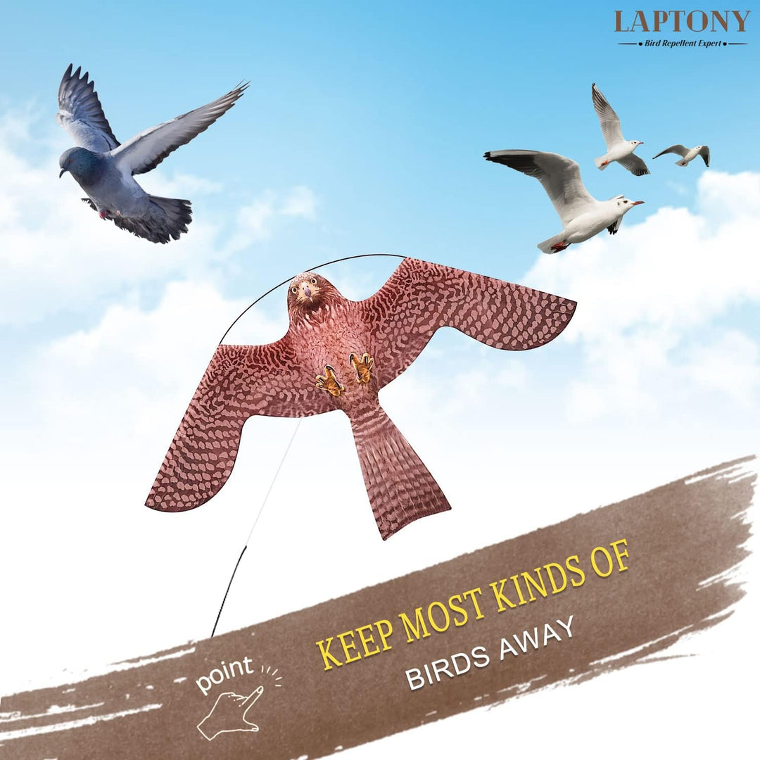 Laptony Bird Scarer Flying Kite Crops Farm Protector Bird Hawk Flying Kite mit 4 m Teleskopstange (S