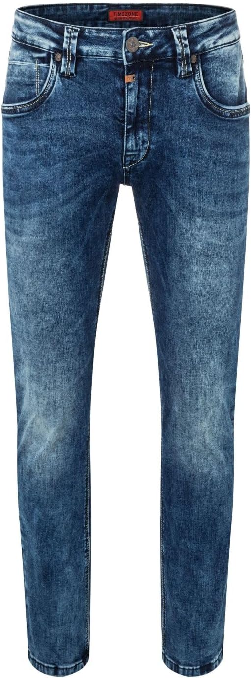 Timezone Herren Jeans Slim EDUARDOTZ Mid Waist - Slim Fit - Blau W29-W40 Stretch 29W / 32L Blau (Whi
