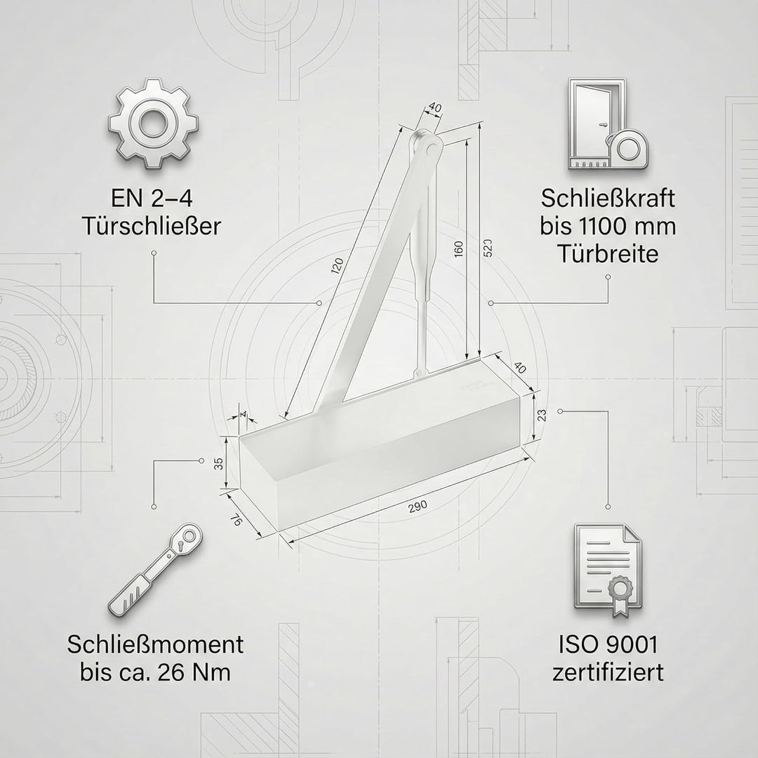 Obentürschliesser Dormakaba TS 72 - RAL9016